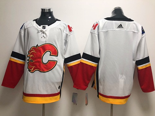 Adidas Flames Blank White Road Authentic Stitched NHL Jersey - Click Image to Close